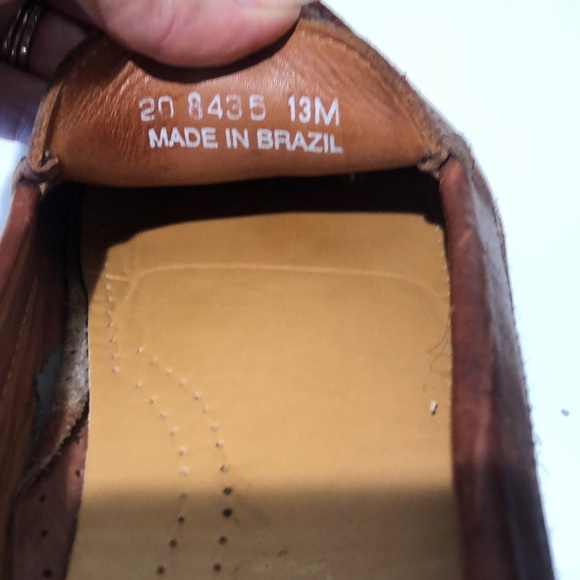 Mantovani Mens leather slip on moccasin or driving shoe cognac pebbled 13M